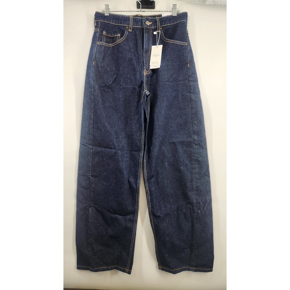 Mango Women's Size 4 Blue Loose Mid Waist Loose Fit Full Length Jeans NWT